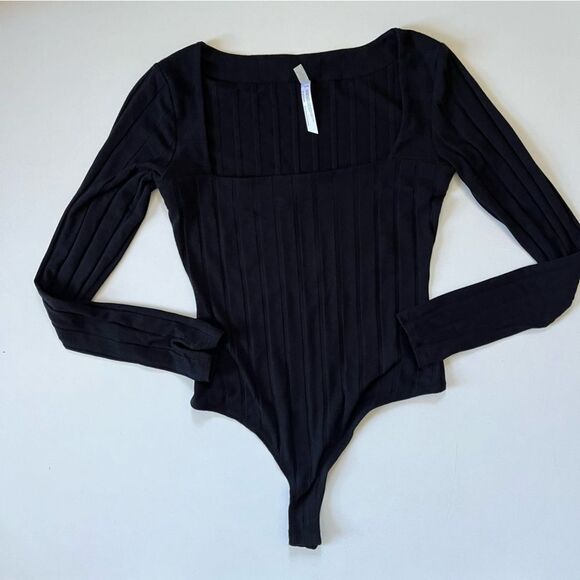 Free People Beside Me Black Bodysuit Medium - Picture 4 of 8